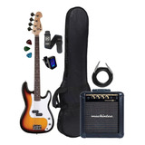 Kit Contrabaixo Phx Pbs 3ts 4 Cordas Sunburst +cubo Completo