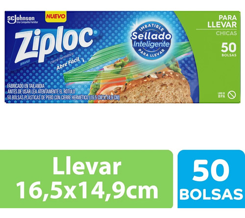 Bolsas Para Sándwich Ziploc 50 Bolsas