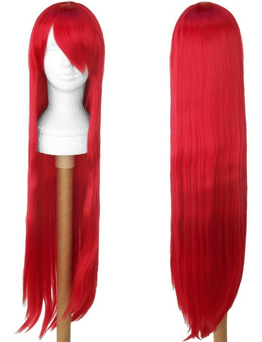 Peruca Vermelha Lisa Longa 100cm Cosplay Wig Katarina Diluc