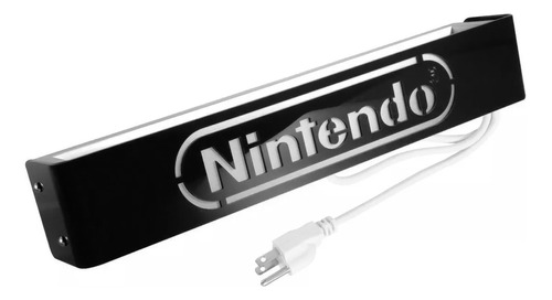 Nintendo Negro Letrero Luminoso Led 45cm Lampara Pared Gamer