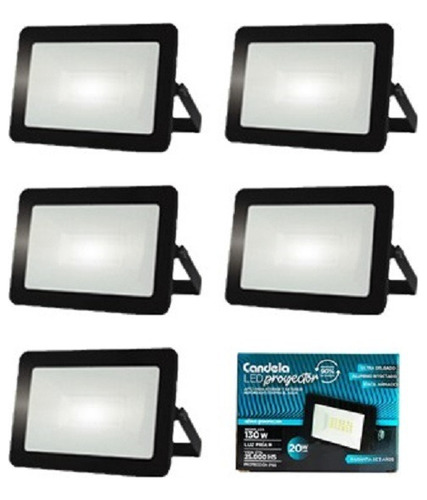 Kit 5 Reflectores Proyector Led 20w Alta Potencia =130w