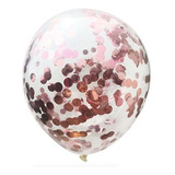 Set 12 Globos Confetti Rosa Gold Premium - Las Condes