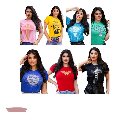 Kit 4 Blusinhas Evangélicas Atacado Camisetas Feminina  