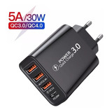 Cargador Rápido 30 W / 5 A / 3 Puertos Usb / 1 Puerto C 