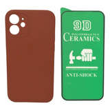 Estuche Silicone Case Para iPhone 12 Mini Y Vidrio Ceramico