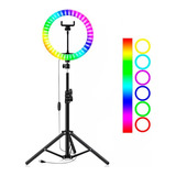 Aro De Luz Rgb Led 26 Cm Fotografía Selfie Video + Trípode 