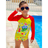 Blusa Com Proteção Uv Infantil+ Sunga Kit Praia Criança 