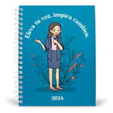 Agenda 2024 Kurios Bienestar Color Azul Con Diseño Eleva Tu Voz, Inspira Cambios