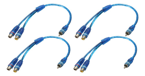 4 Cables Adaptadores Rca Phono Y, 1 Macho A 2 Hembras