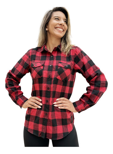 Camisa Xadrez Blusa Feminina Flanelada De Qualidade Junina