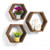 Estanteras Flotantes Hexagonales De Madera, Juego De 3 Estan