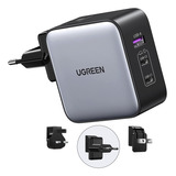 Carregador Rápido Ugreen Turbo Max. 65w 3 Em 1 Usb A/c Preto