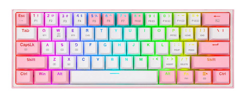 Teclado Gamer Redragon Fizz K616 Rgb 60% Blanco Rosa Sp