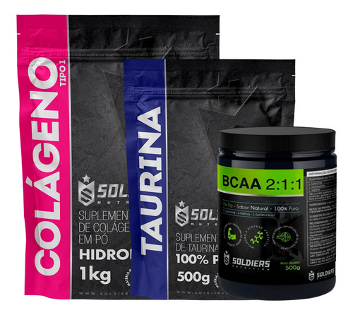 Kit: Bcaa 500g + Taurina 500g + Colágeno 1kg