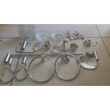 Set Accerosios De Baño 11 Piezas Metal Completo Usado Vidrio