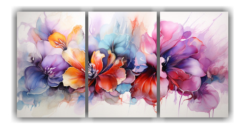 90x45cm Set 3 Canvas Abstracto Belleza Natural Acuarelas Flo