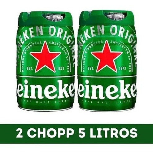 Kit 02 Barril Cerveja Heineken (5 L) 10 Litros Chopp Lager