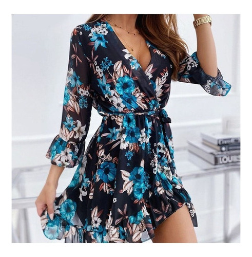 Vestido Casual De Mujer Con Estampado De Flores De Primavera