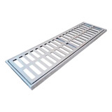  Ralo 15x50cm Linear Pluvial Grelha Aluminio Suporte Aro