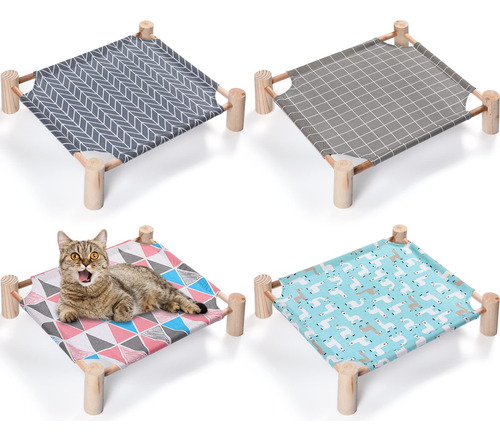 Mixweer 4 Piezas De Hamaca Para Gatos, Cama De Madera Para G