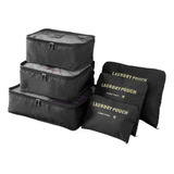 Organizador De Valija Set 6 Piezas Neceser Viaje Avion Color Negro