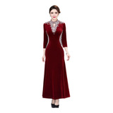 Vestido De Fiesta Largo Rojo Vintage Para Mujer
