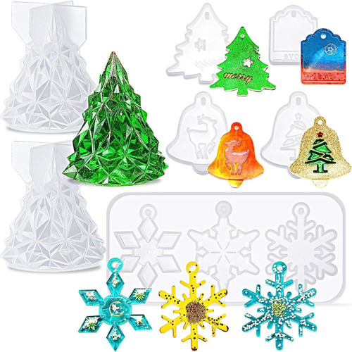 7 Pcs Moldes De Resina For Navidad Molde Con Tema Navideño