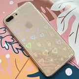 Funda Tpu Laser Corazón Holografic Para iPhone 7 Plus 8 Plus