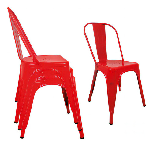 Set De 4 Sillas Tolix Rojo Metalicas De Acero Galvanizado Estilo Vintage Kingshouse Para Restaurante Y Casa Comedor Bar Con Diseño Industrial Exterior Interior Comoda Ergonomica Resistente Minimalista