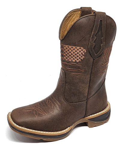 Bota Texana Country Americana Masculina Em Couro Bordado 