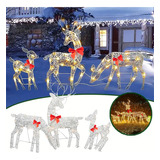 Kit 3: Decoração De Natal Com Renas, Iluminada Por Veados Co