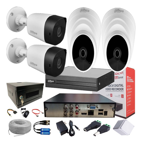 Cámaras De Seguridad Kit Cctv 1080p Dahua Dvr 4ch + 4cámaras