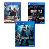 Coleção Resident Evil 2, 3, 4 Ps4 Capa Azul Envio Imediato