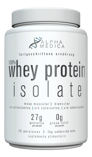 Whey Protein 100% Isolate Marca Alpha Medica Premium Sabor Sin Sabor