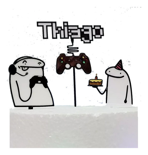 Topper Adorno Para Torta Cumpleaños Flork Gamer Nombre Combo