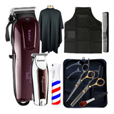 Kit Tesouras Profissional + Kit Maquinas De Corte Barbeiro