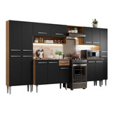 Mueble De Cocina Completo De 325cm De Madesa Emilly Joy Color Negro/rústico