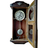 Antiguo Reloj De Péndulo Alemán Con Caja De Roble Original