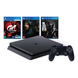 Sony Playstation 4 Slim 1tb Mega Pack: Gran Turismo Sport/ Death Stranding/ The Last Of Us Remastered Seminovo