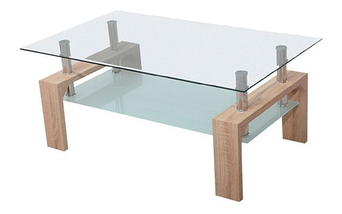 Mesa Ratona Vidrio Madera Laqueada Estilo Moderno Premium