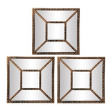 Cuadro Set X3 Espejos Circulares Decorativos Cuadrados