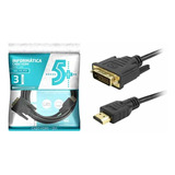 Cabo Dvi (24+1) P/ Hdmi Macho 3m Preto