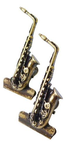 Prendedor De Partitura Modelo Mini Saxofone Ouro Envelhecido