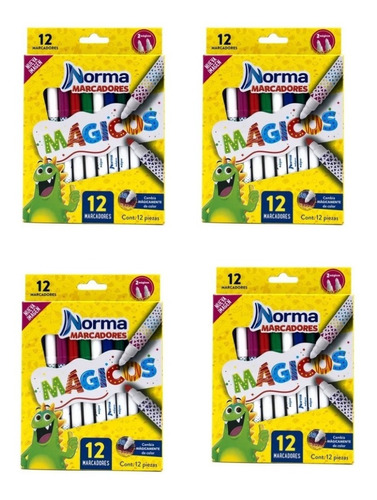 4 Cajas De Marcadores Mágicos Norma-tipo Magic Bloopys 12 Pz