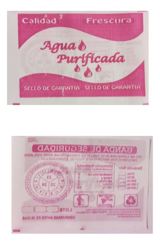 Sello Para Agua Purificada Color Rosa Corte 7x10 1 Millar