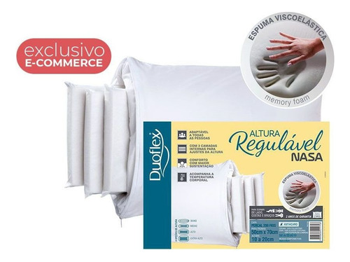 Travesseiro Nasa De Altura Regulável Duoflex 50 X 70 -rn1109