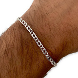 Pulsera Plata 925 Italiana Hombre Fígaro Importada 22,5cm