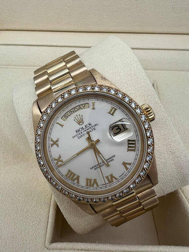 Rolex Day Date 36 Mm 18038 Diamantes Romanos Suizo Full Set