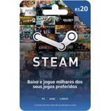 Cartão Pré-pago Steam R$20 Reais