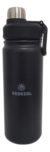 Botella Broksol Fitnes 650 Ml Acero Inoxidable Térmica Negro